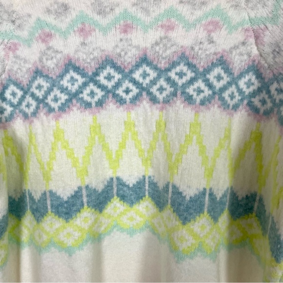 LOFT NWT Sweater Wool Blend Nordic Fair Isle Pastel Multicolor Soft Cozy Warm L - Picture 3 of 10